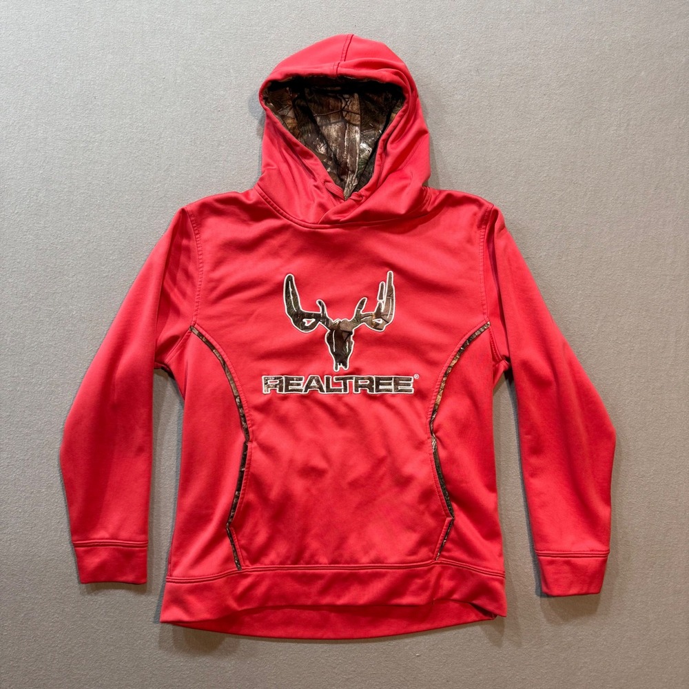 Realtree Camo Hooded Sweatshirt Pullover‎ Hoodie Bright Pink Red Youth Large
